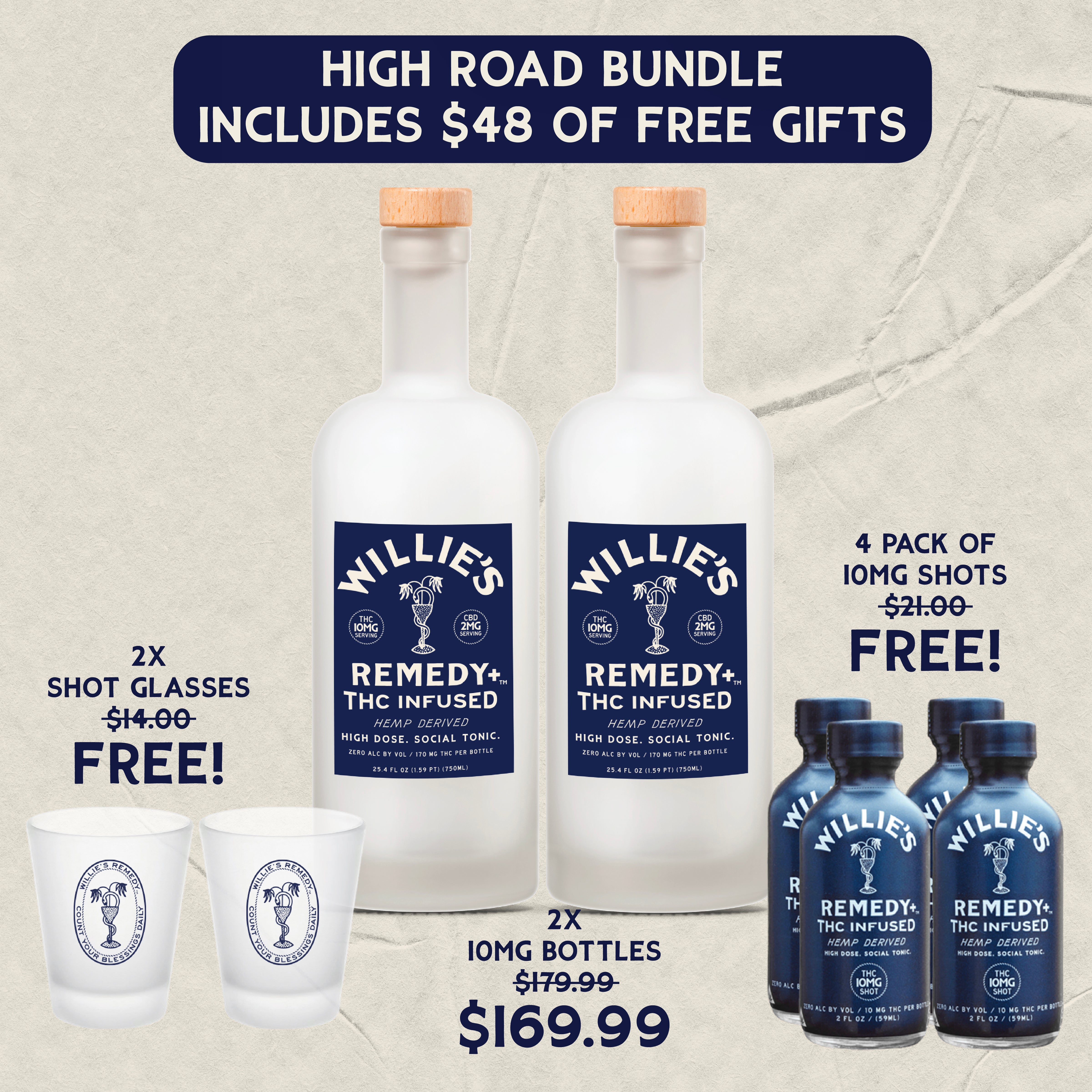 The High Road Bundle: High Dose THC Bundle w/ Shots
