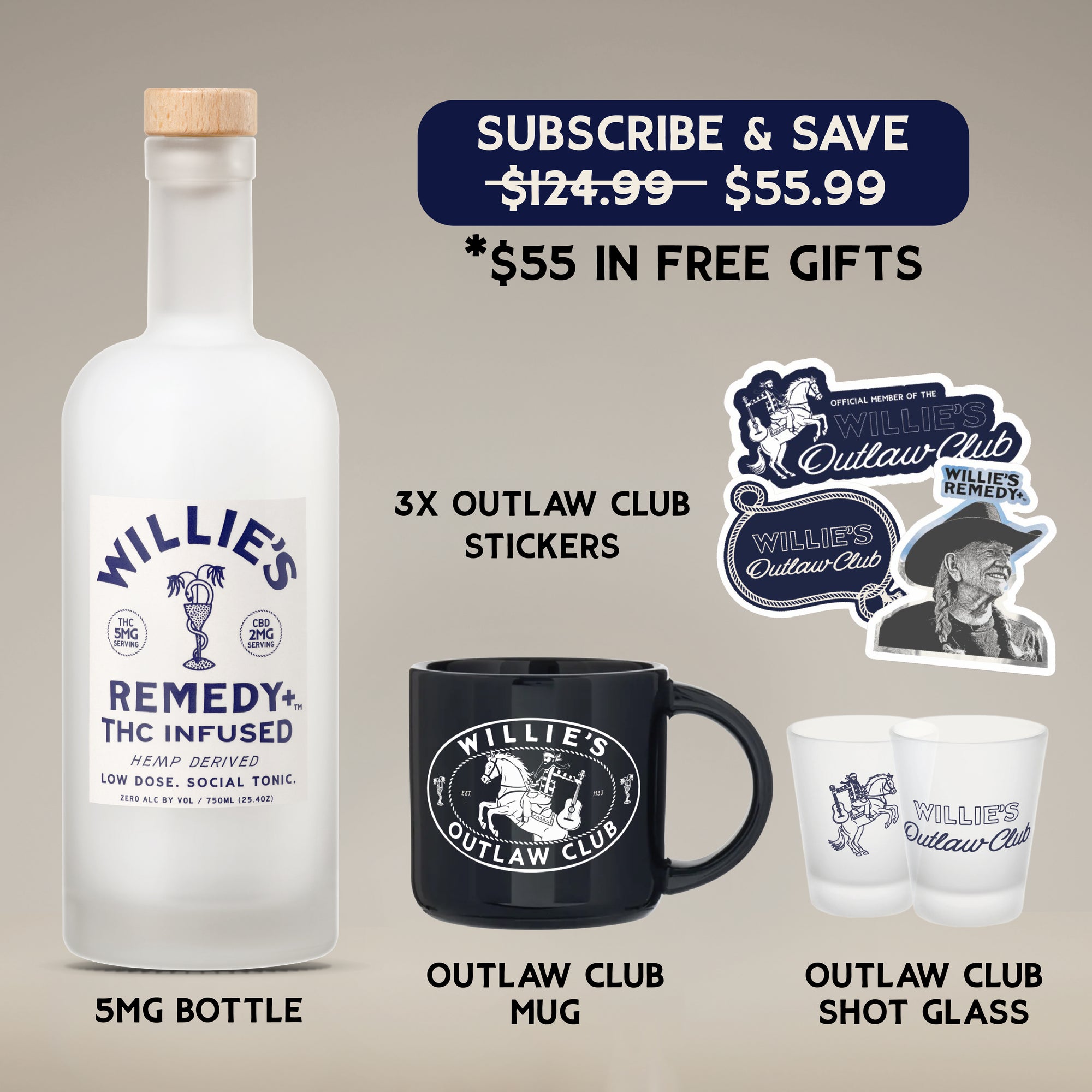 Willie's Remedy+ 5mg  Low Dose 750ml Bottle (Sub Kit)