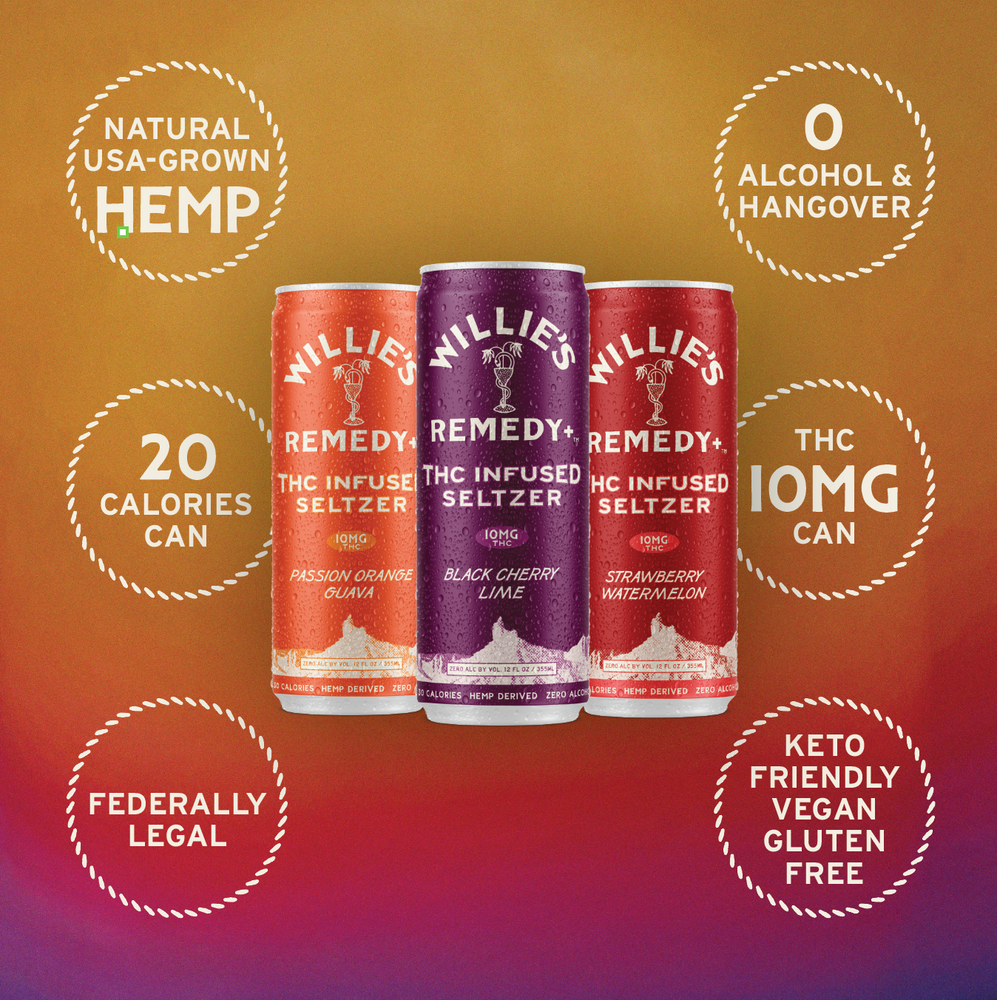 Willie's Remedy+ 10mg THC Infused Seltzer Variety Pack