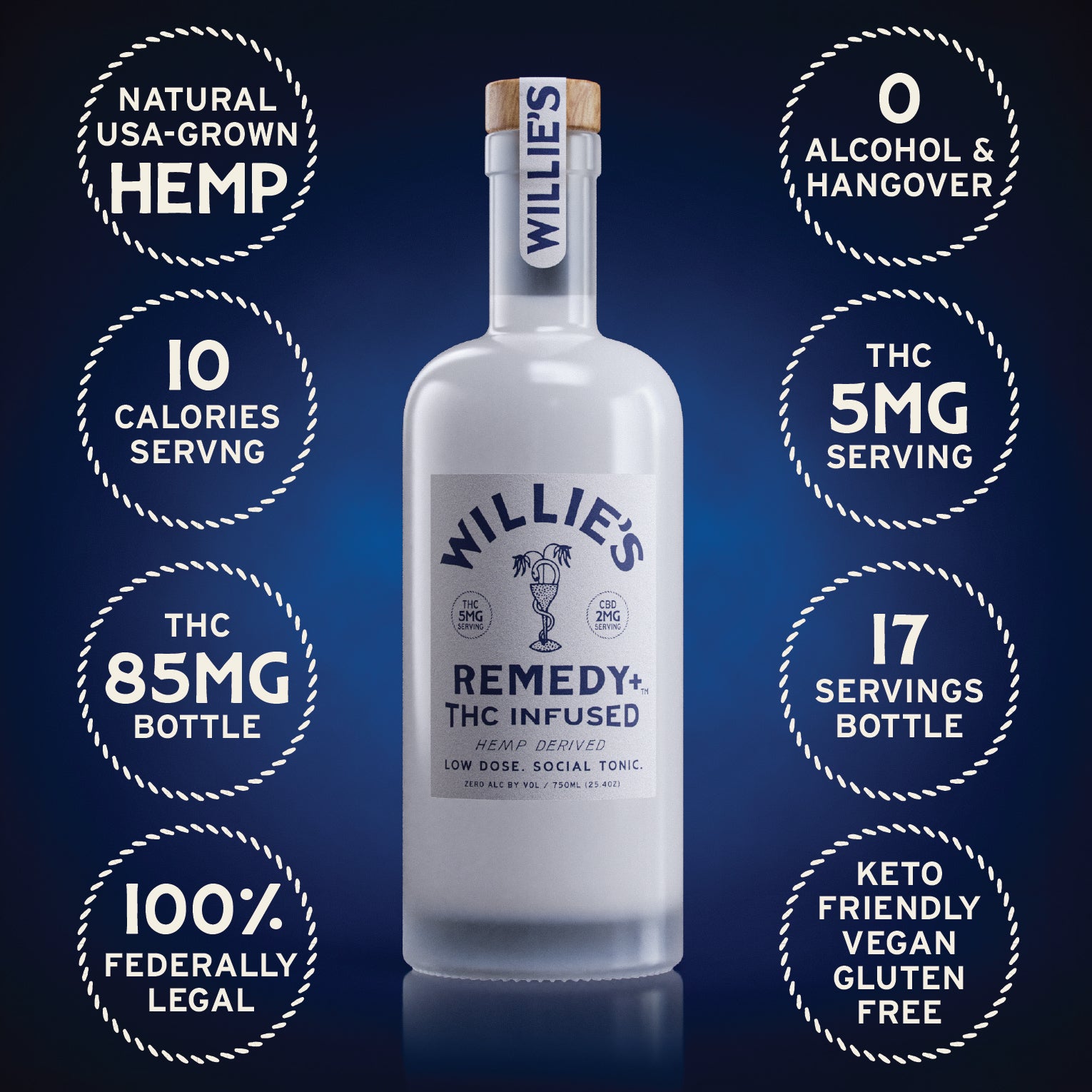Willie's Remedy+ 5mg  Low Dose 750ml Bottle